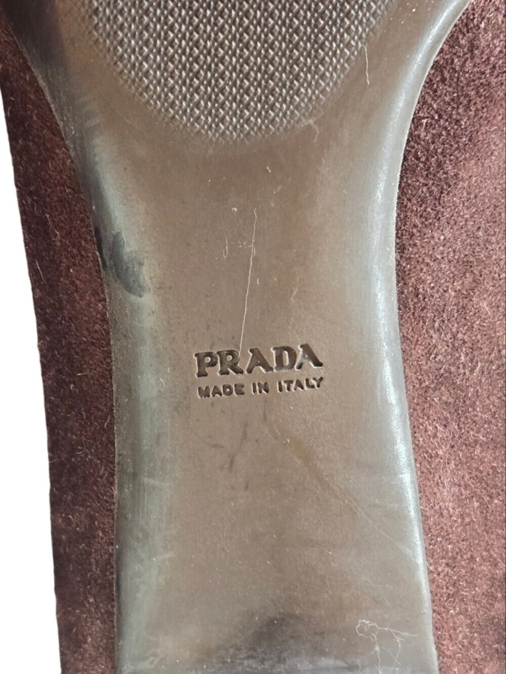 Vintage Prada Brown Suede Square Toe Kitten Heels Buckle Loafer Pumps Y2K Sz 8 - Picture 9 of 14